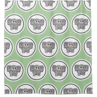 Adorable Elephant Motif rideau de douche verte