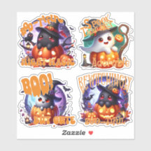 Adorable Fantômes d'Halloween avec Sticker de Lune