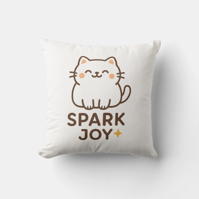 "Adorable Fluffy Cat Coussin décoratif - Spark Joy (Recto)