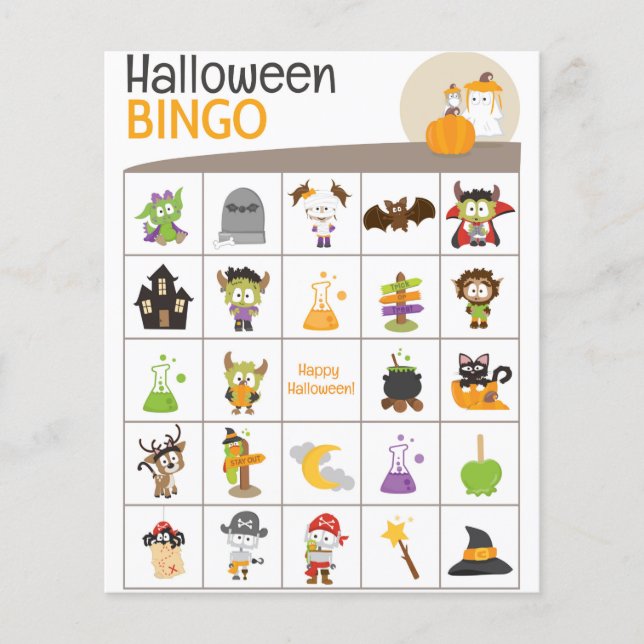 Adorable Ghost & Bird Halloween Bureau BINGO! (Devant)