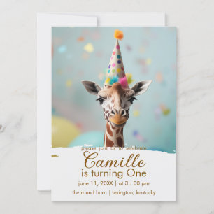 Adorable Giraffe Invitation Anniversaire