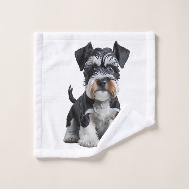 Adorable HD miniature Schnauzer Portrait de chiot  (Gant de toilette)