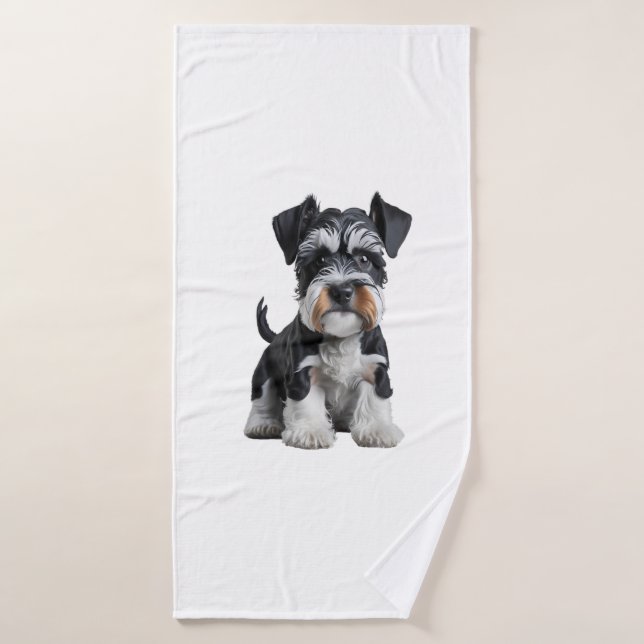 Adorable HD miniature Schnauzer Portrait de chiot  (Serviette de bain)