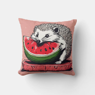 Adorable Hérisson Manger Watermelon Coussin Design