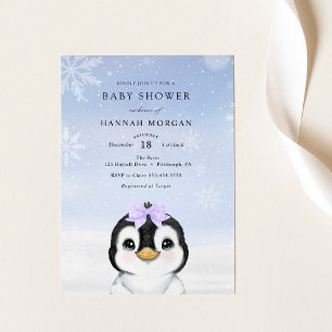 Adorable Hiver Penguin Baby shower invitation