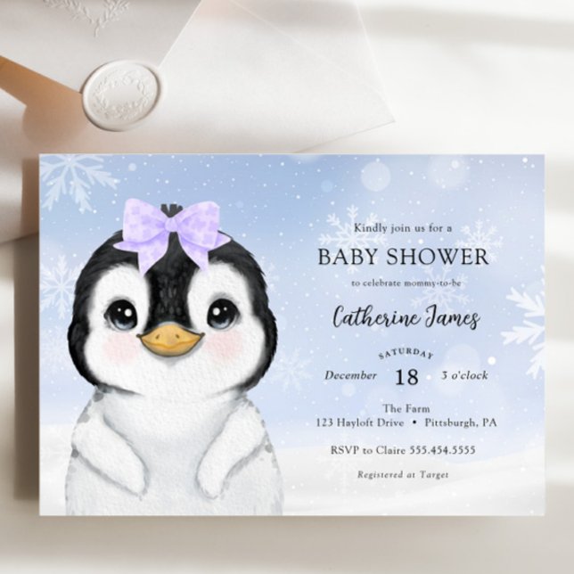 Adorable Hiver Penguin Baby shower invitation (Créateur téléchargé)