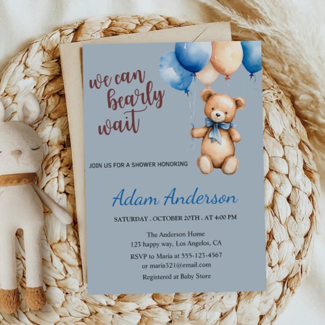 Adorable Invitation Baby shower À Thème Ours (Créateur téléchargé)