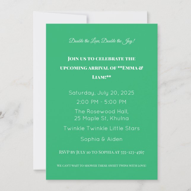 Adorable Invitation Baby shower Twin (Devant)