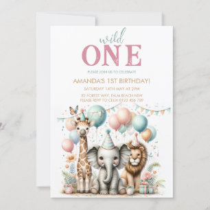 Adorable invitation d'anniversaire de fille sauvag