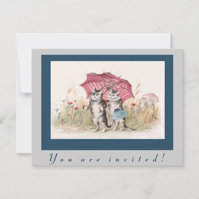 Adorable Invitation Vintage Chat (Devant)