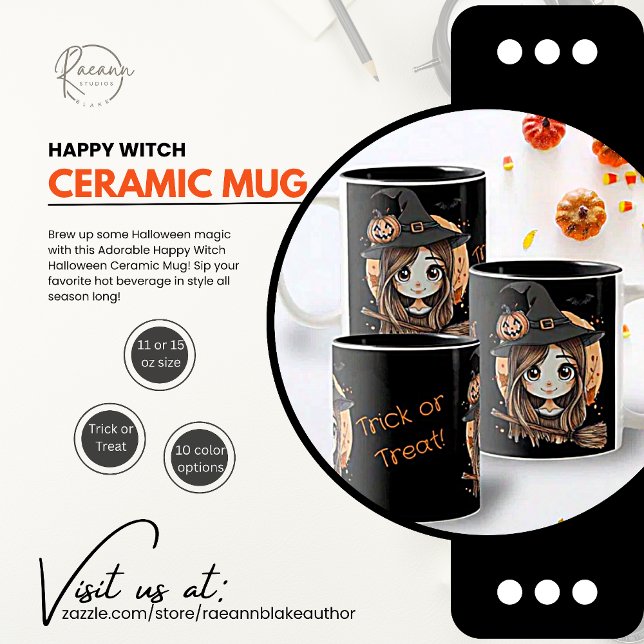 Adorable Joyeuse Sorcière Halloween Mug en céramiq (Créateur téléchargé)
