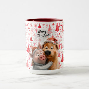 Adorable "Joyeux Noël" Animal Friends Mug