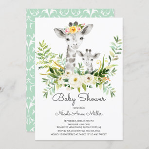 Adorable Jungle Giraffe Baby shower Invitation