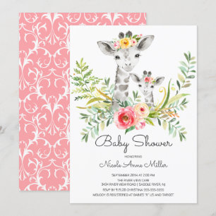 Adorable Jungle Giraffe Baby shower Invitation