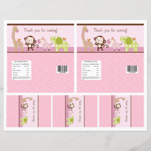 Adorable "Jungle Girl" Barre de Bonbons Étiquettes