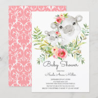 Adorable Jungle Hippo Baby shower Invitation