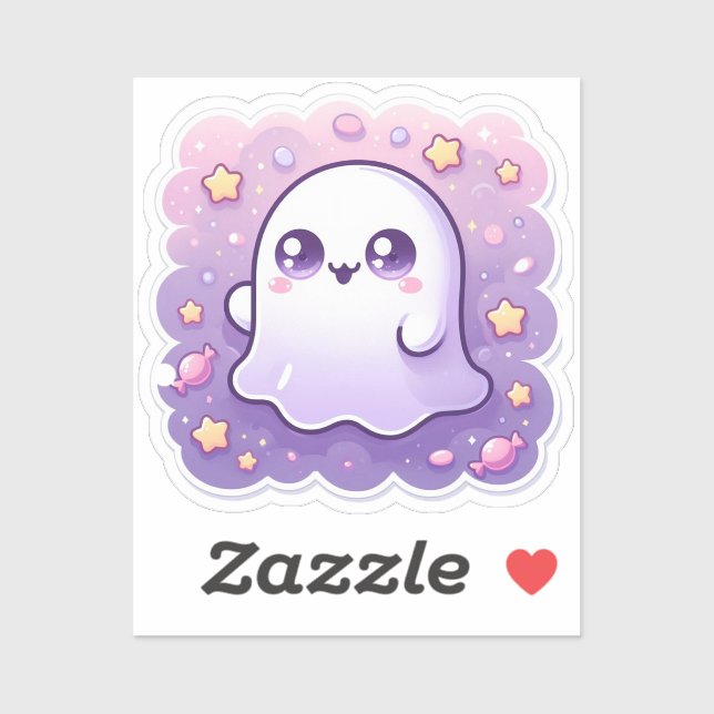 Adorable Kawaii Sticker Vinyl Ghost Cute Pastel (Feuille)