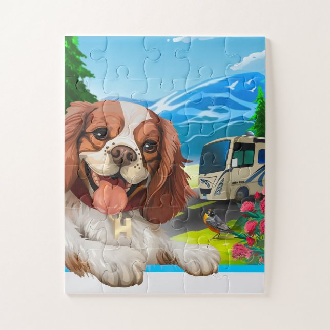 Adorable Kids Puzzle Happy Cavalier Puppy (Vertical)