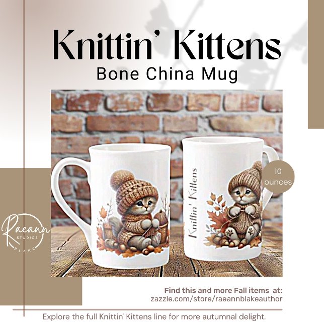 Adorable Knittin' Kittens Bone Chine Mug (Créateur téléchargé)