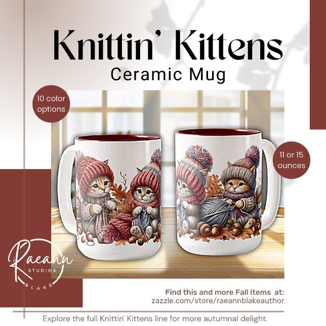 Adorable Knittin' Kittens Mug en céramique (Créateur téléchargé)