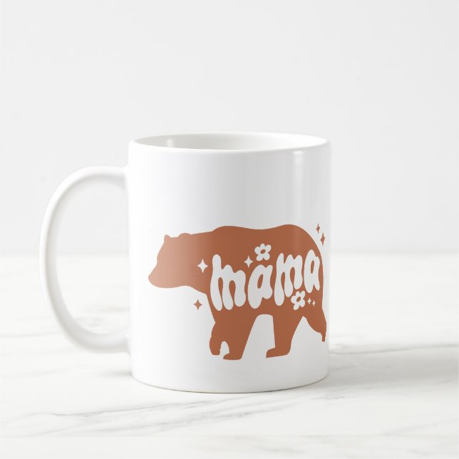 Adorable Mama Bear Mug - Brown Bear Illustration (Gauche)
