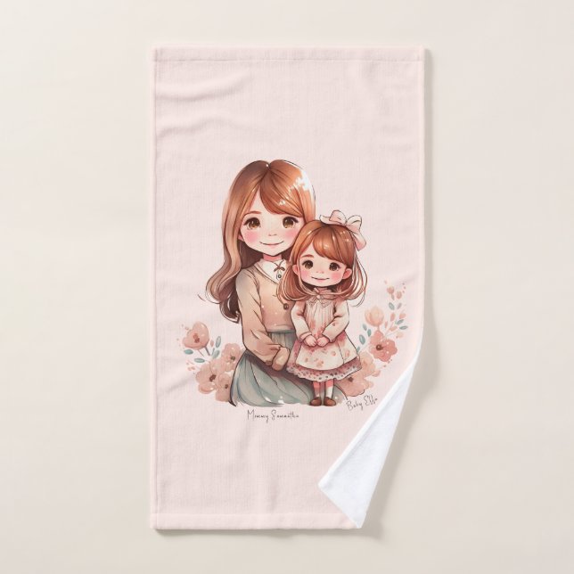 Adorable maman et fille Bond (Serviette à main)