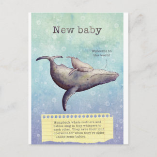Adorable mère et baleine. Nouvelle carte bébé.