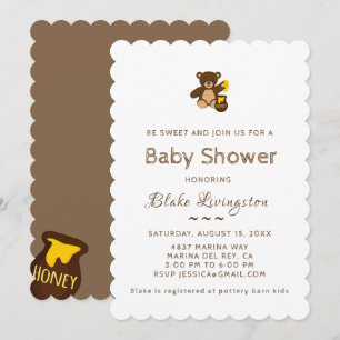 Adorable Miel Abee Baby shower Invitation Blanc