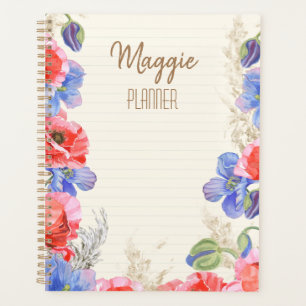 Adorable monogrammed floral école rose aquarelle