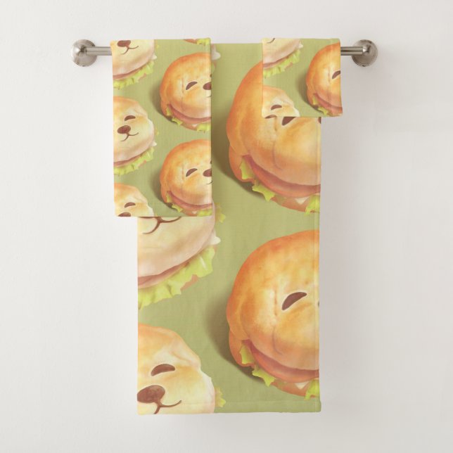 Adorable Motif de hamburger visage chien (En situation)