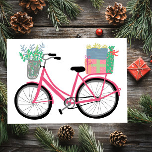 Adorable Noël Vélos Cadeaux Pink Carte de vacances
