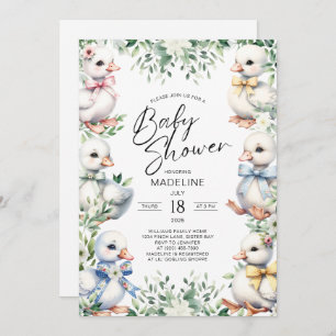 Adorable Oie verte Baby shower Invitation