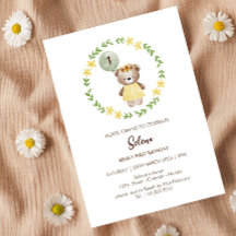 Adorable Ours Invitation d'anniversaire pour les f