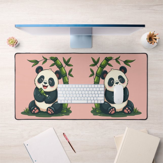 Adorable Panda Accrocher Bamboo Cute Cartoon Art (Bureau 1)