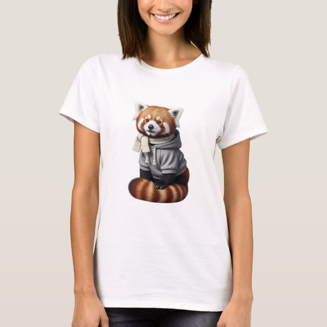 Adorable Panda roux dans un sweat à capuche d'hive (Devant)