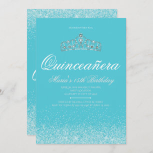 Adorable Parties scintillant Aqua, Invitations Qui