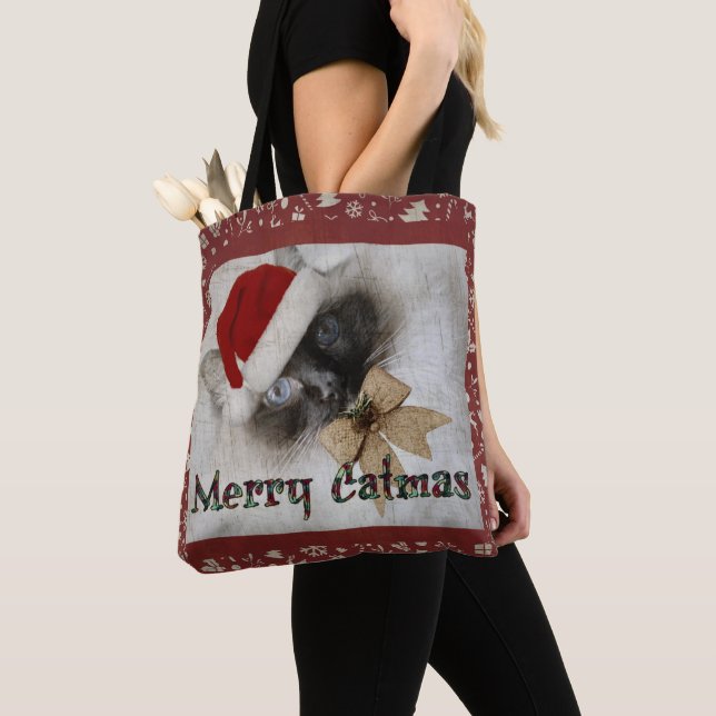 Adorable Père Noël Kitty partout dans le sac de sh (De près)