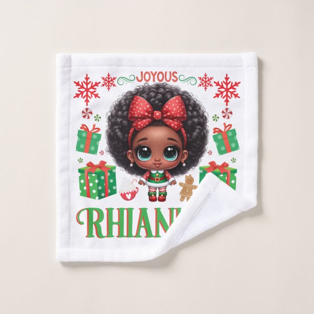 Adorable Petite Afro Christmas Elf Girl (Gant de toilette)