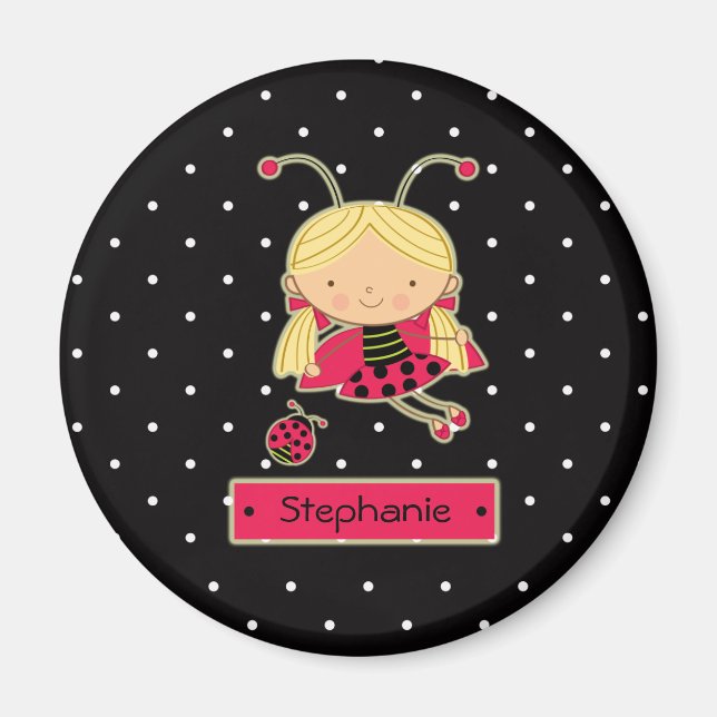 adorable petite fille coccinelle aimant personnali (Devant)