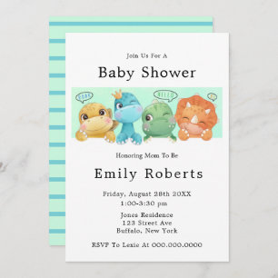 Adorable Petits Dinosaures Bébé Douche Invitations