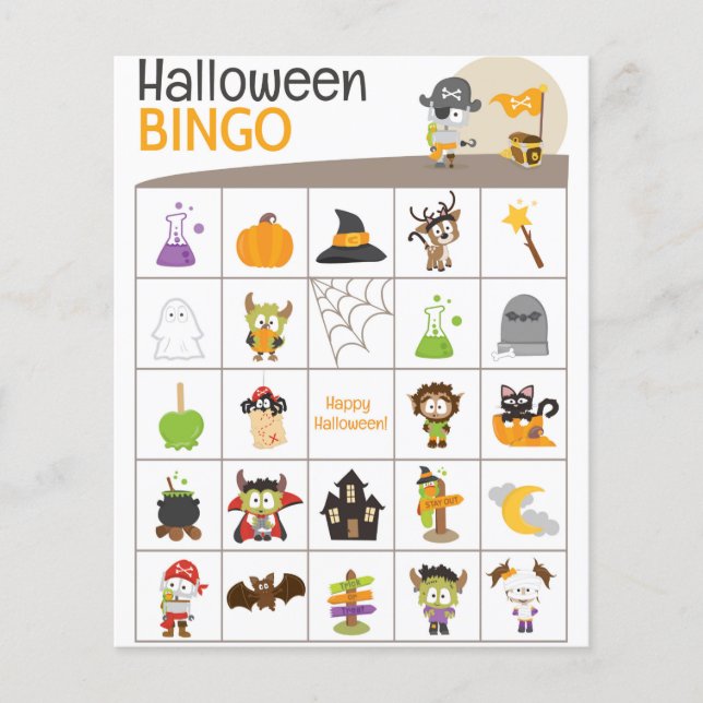Adorable Pirate & Trésor Halloween Bureau BINGO! (Devant)