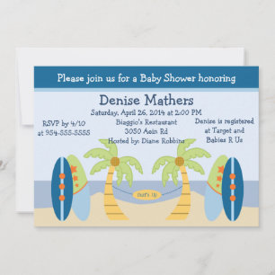 Adorable "Plage/Surfboards" Invitation Baby shower