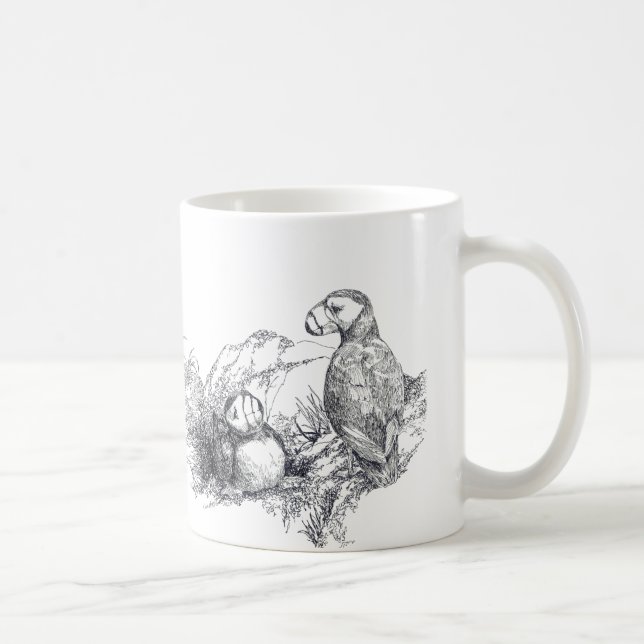 Adorable Pouffins Alaska B & W Coffee Cup Mug (Droite)