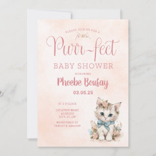 Adorable "Purr-fect" Kitten Baby shower Invitation