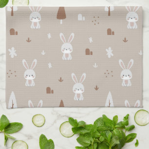Adorable Rabbit Kids Motif serviette de cuisine