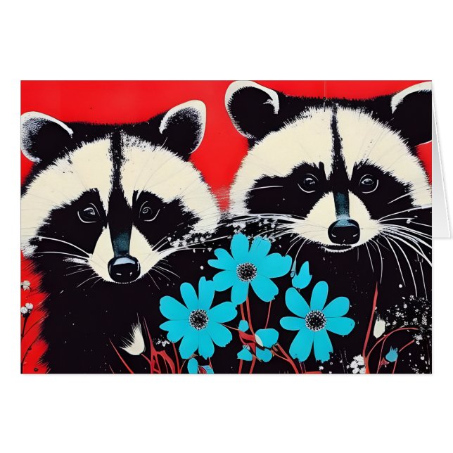Adorable Raccoons Toutes les occasions Carte de vo (Devant horizontal)