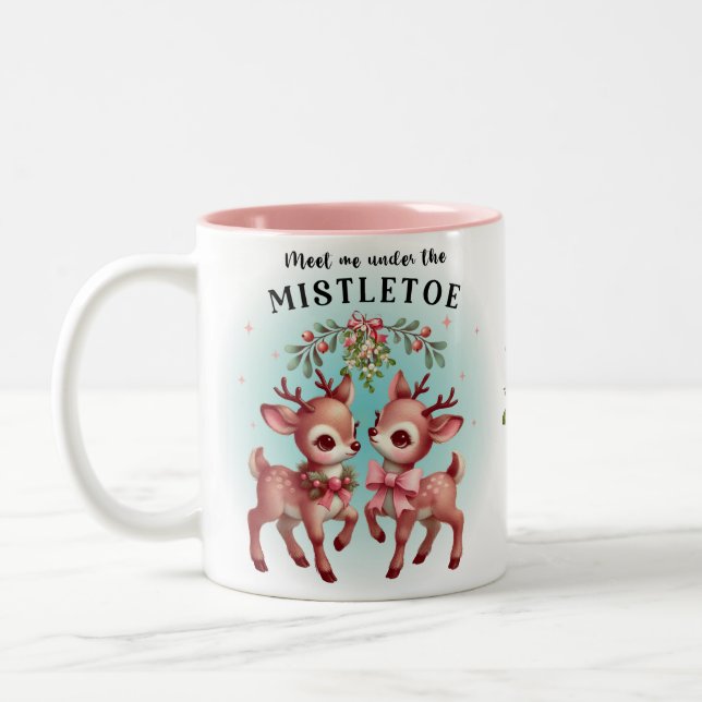 Adorable renne férié mistletog mug (Gauche)