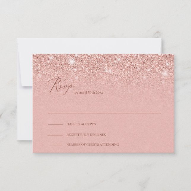 Adorable rose or gliter scintille mariage rsvp (Devant)