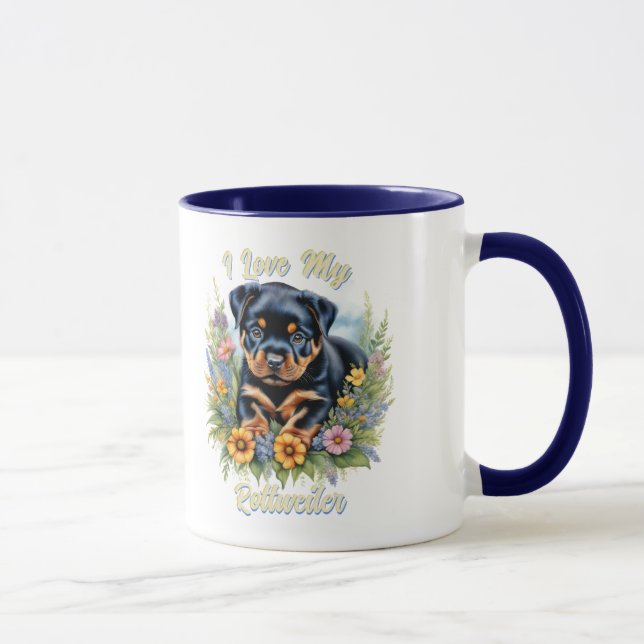 Adorable Rottweiler Puppy Mug pour les Amoureux de (Droite)