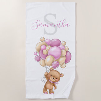 Adorable Serviette de plage rose Teddy Bear